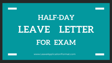 Photo of Half-Day Leave Application due to Exam: Format, Sample, Template, Example